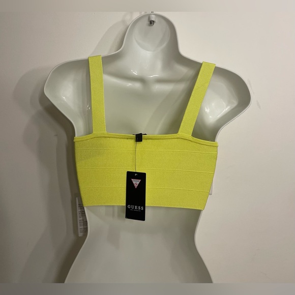 New Women’s Guess Bandage Crop Top in neon yellow, size XS - Picture 5 of 8
